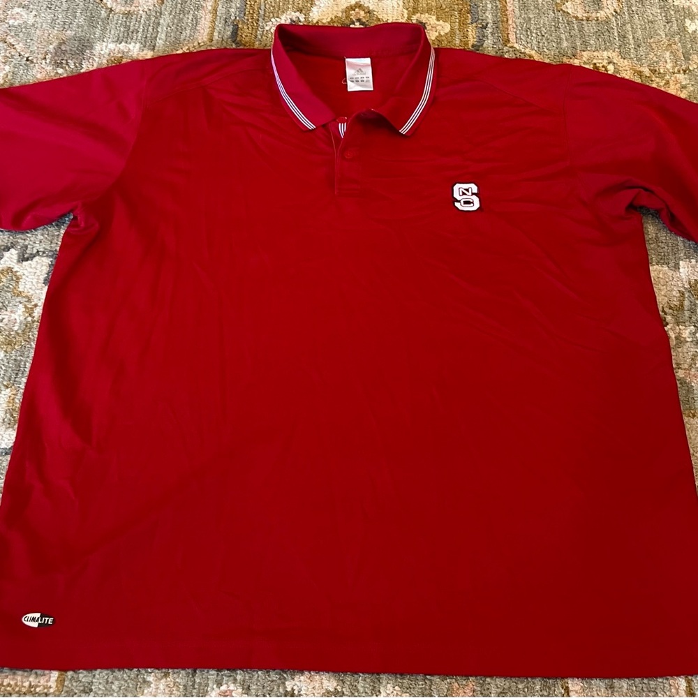 NC State Wolfpack Adidas Polo Shirt Climalite Size 2XL‎ Color Red